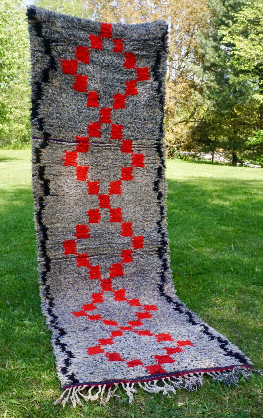 Marokkolainen vintage Boucherouite käytävämatto 246x78