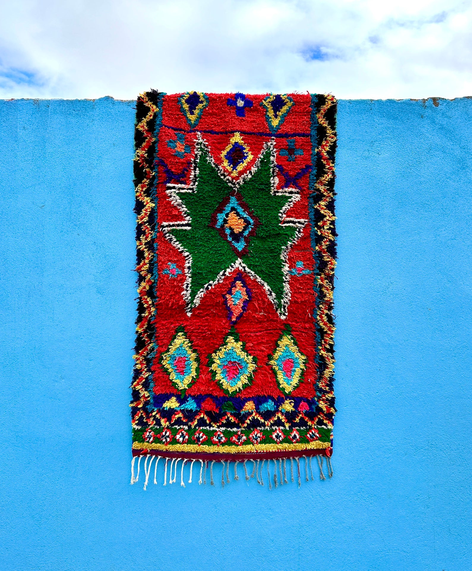 Marokkolainen vintage Boucherouite berbermatto 175x87