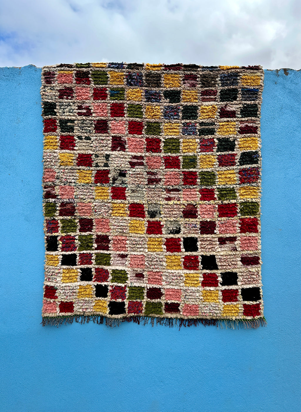 Marokkolainen vintage Boucherouite berbermatto 166x121