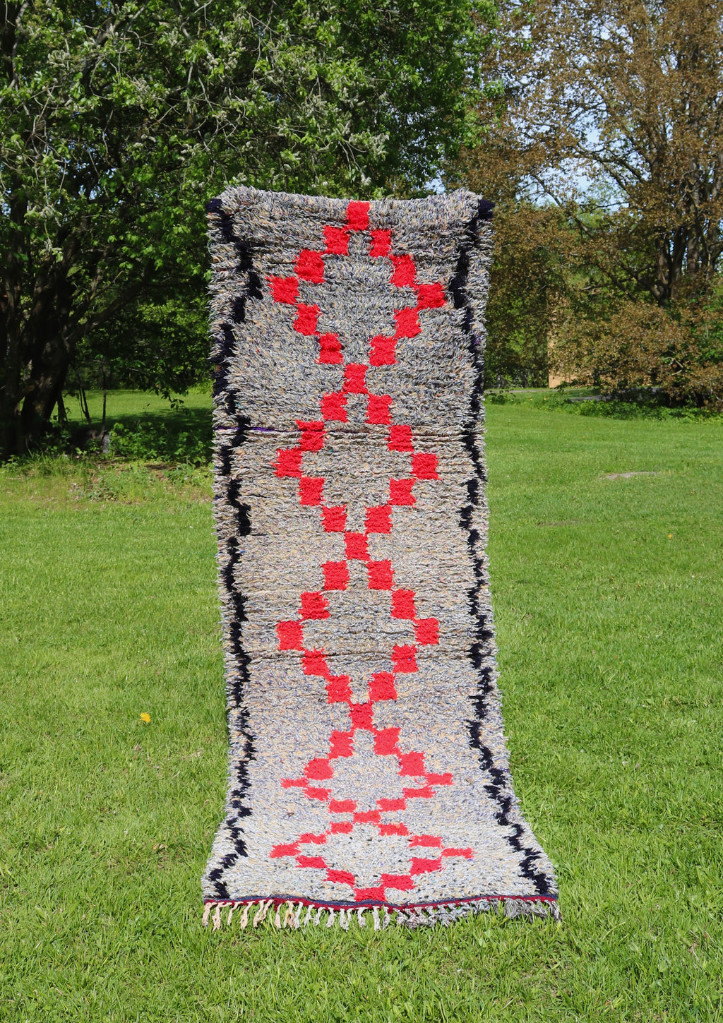 Marokkolainen vintage Boucherouite käytävämatto 246x78