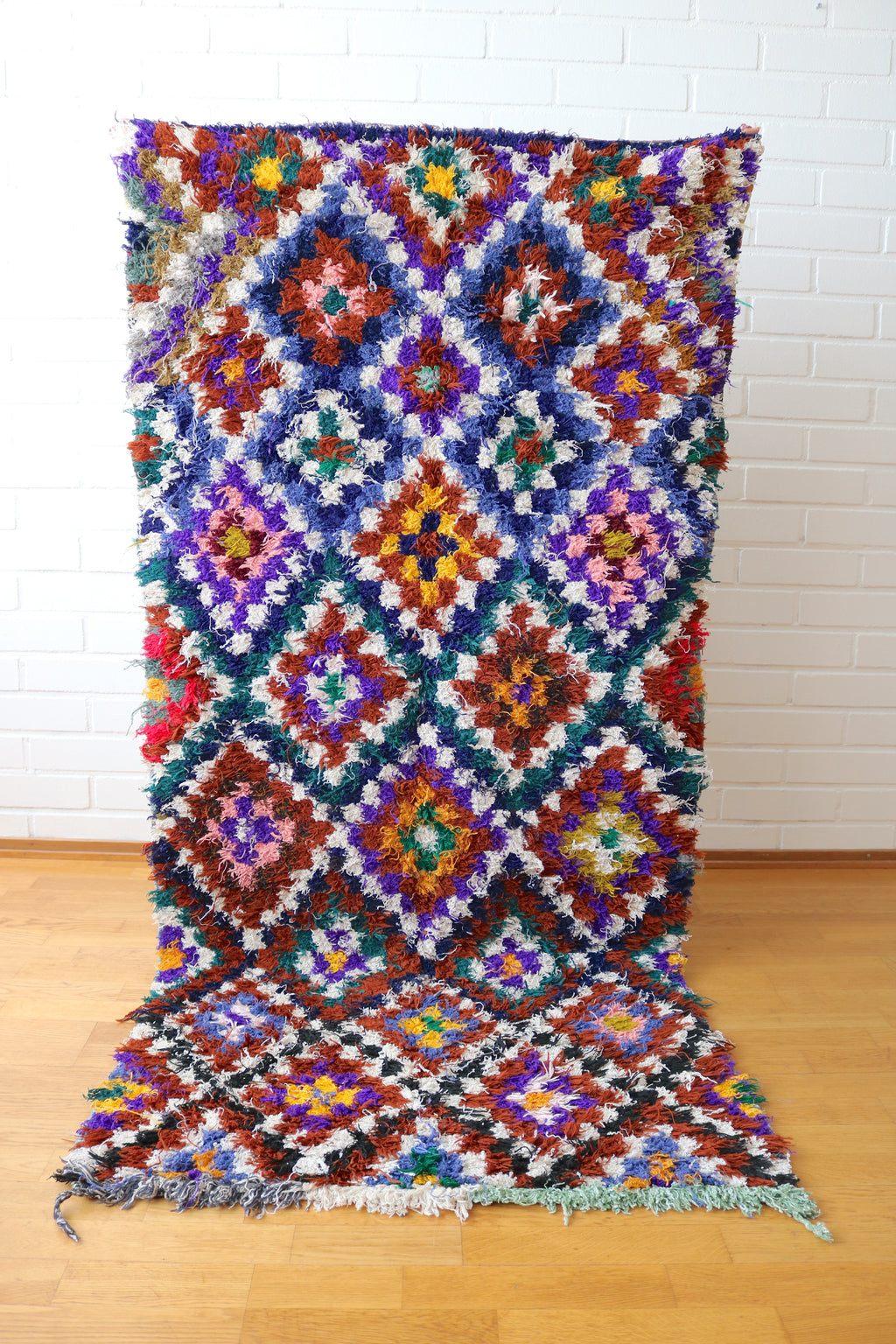 Marokkolainen vintage Boucherouite berbermatto