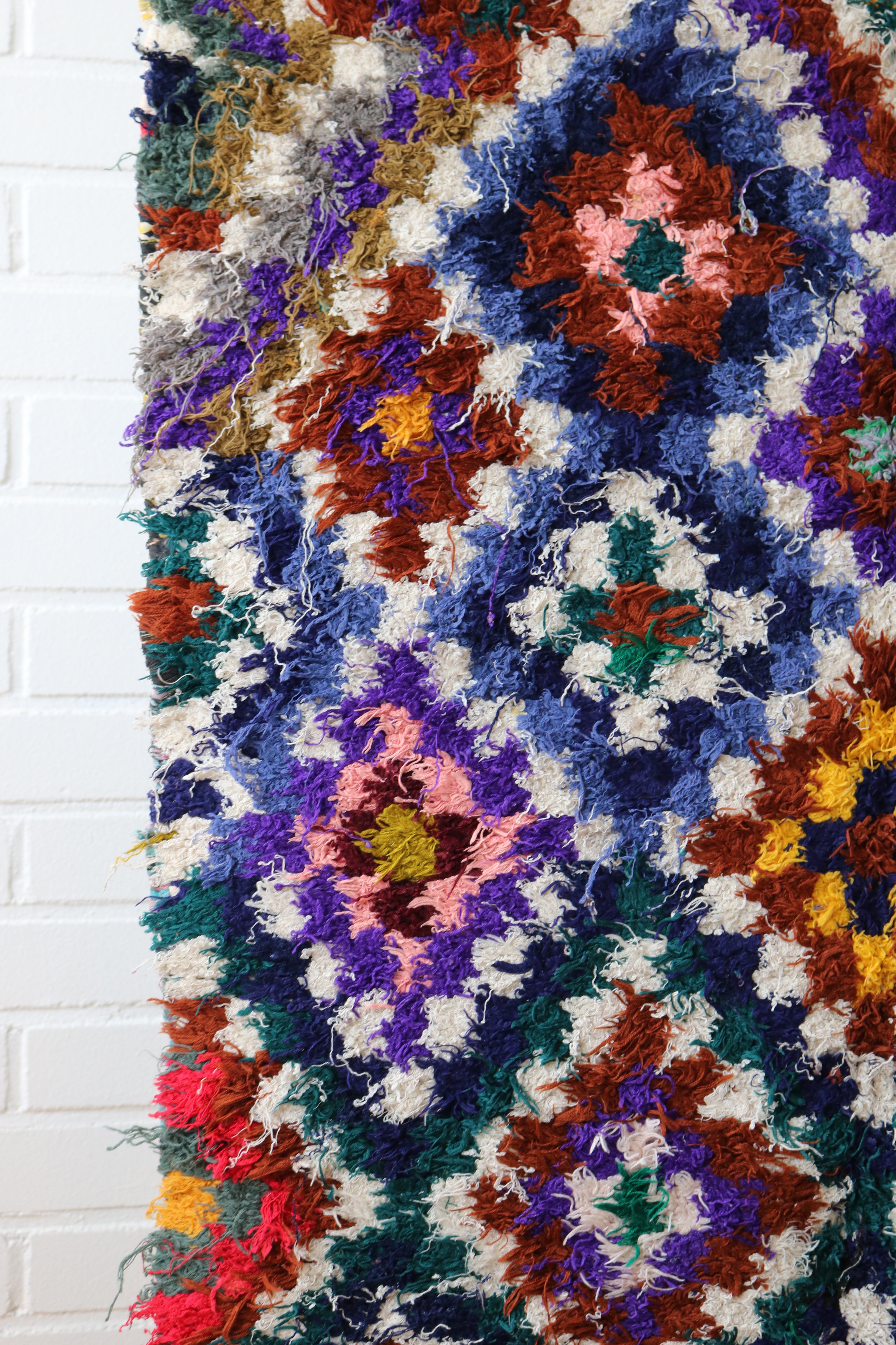 Marokkolainen vintage Boucherouite berbermatto 206x94