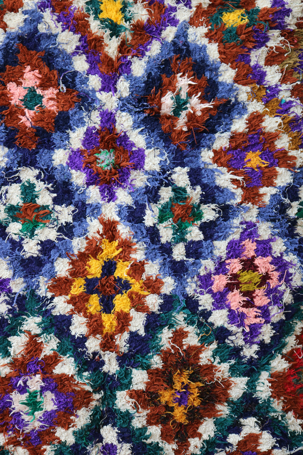 Marokkolainen vintage Boucherouite berbermatto 206x94