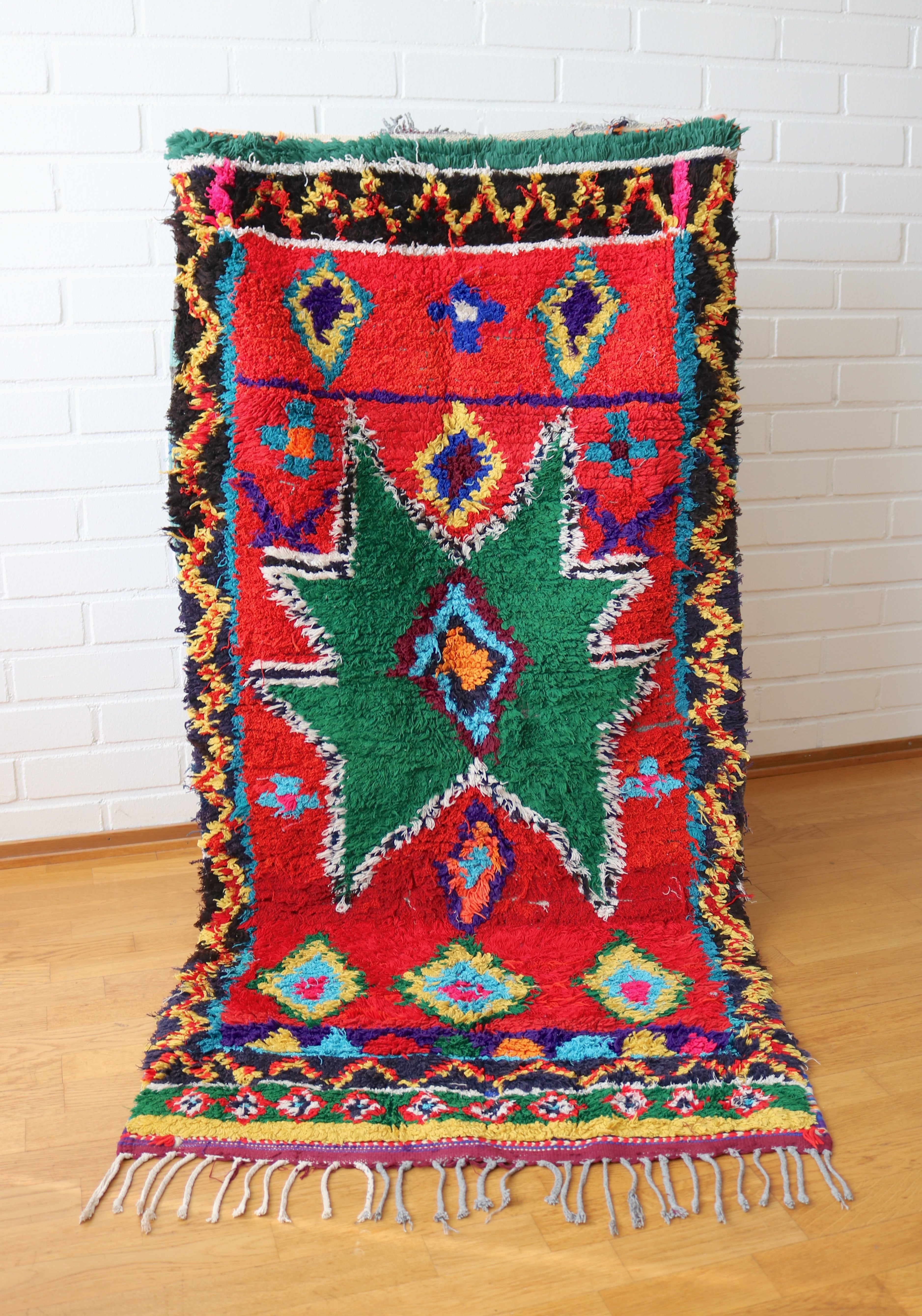 Marokkolainen vintage Boucherouite berbermatto 175x87