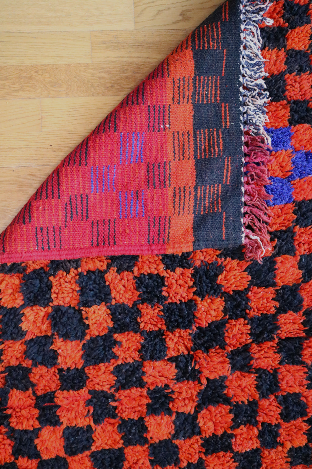 Marokkolainen ruudullinen vintage berbermatto 168x87