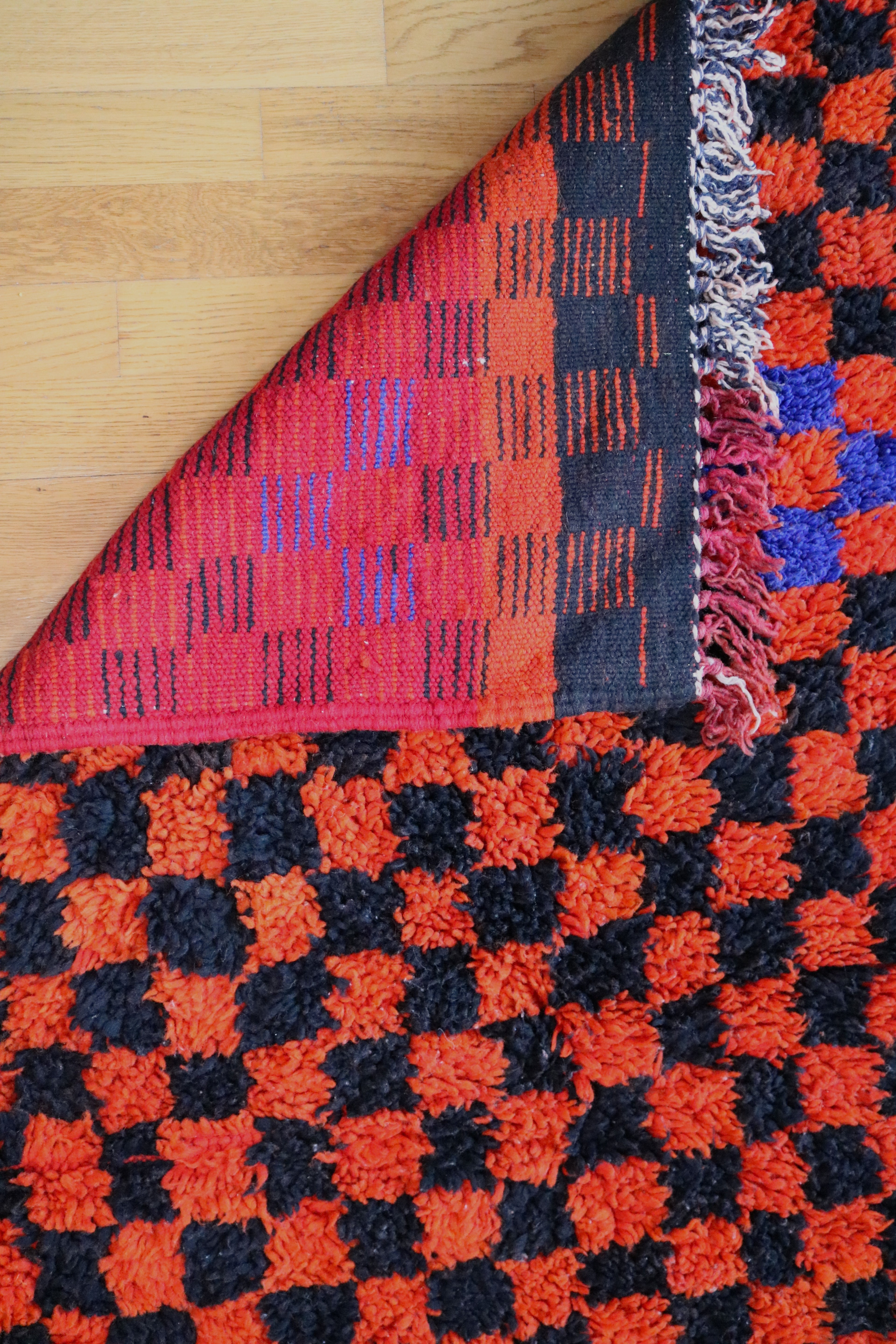 Marokkolainen ruudullinen vintage berbermatto 168x87